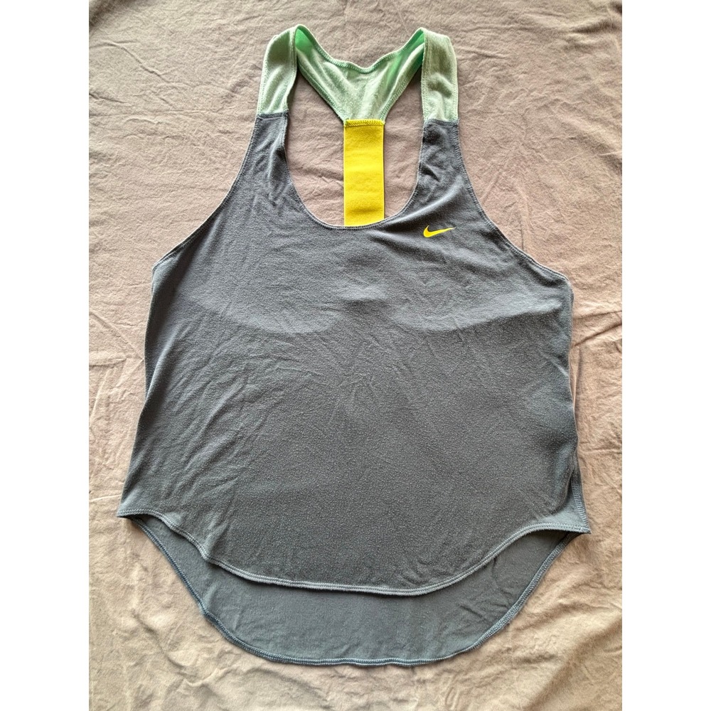 Nike Dri-FIT Womens Tank Top Medium Gray Neon Just Do It Racerback Loose Fit